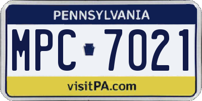 PA license plate MPC7021