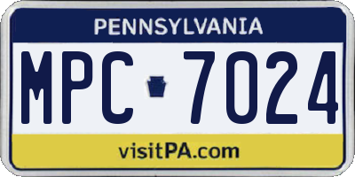 PA license plate MPC7024