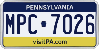 PA license plate MPC7026