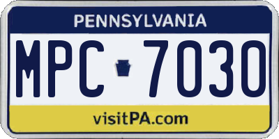 PA license plate MPC7030