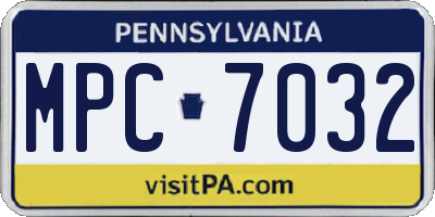 PA license plate MPC7032