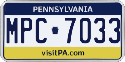 PA license plate MPC7033