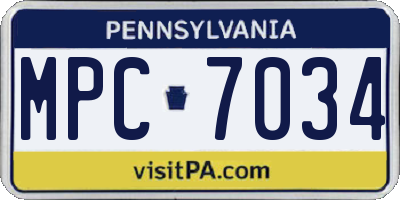 PA license plate MPC7034