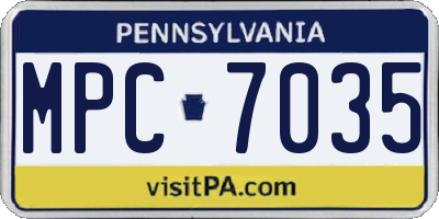 PA license plate MPC7035
