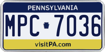 PA license plate MPC7036