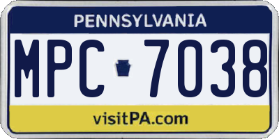 PA license plate MPC7038