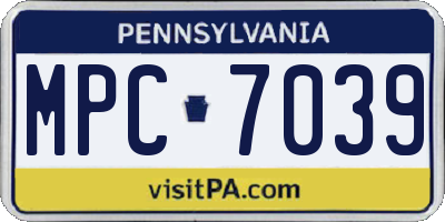 PA license plate MPC7039