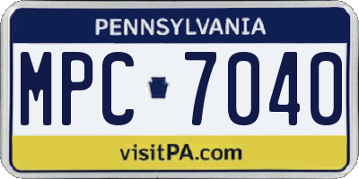 PA license plate MPC7040