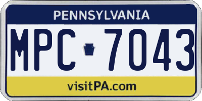 PA license plate MPC7043
