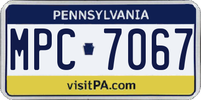 PA license plate MPC7067