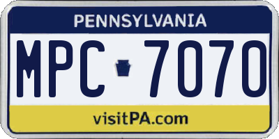 PA license plate MPC7070
