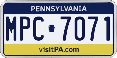 PA license plate MPC7071