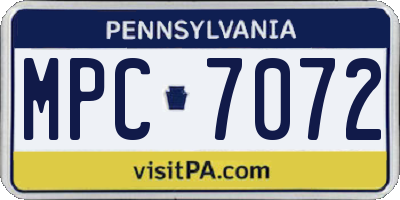 PA license plate MPC7072