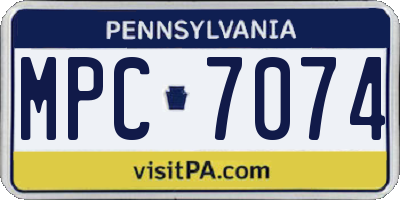 PA license plate MPC7074