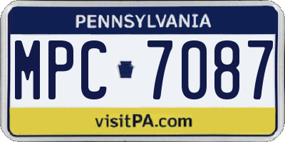 PA license plate MPC7087