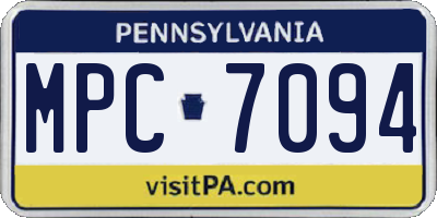 PA license plate MPC7094