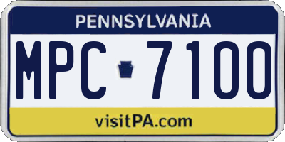 PA license plate MPC7100