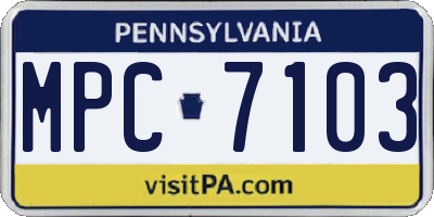 PA license plate MPC7103
