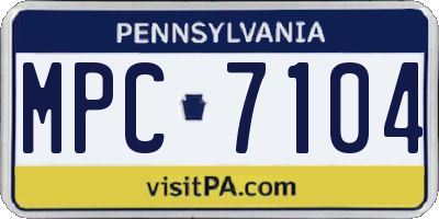 PA license plate MPC7104