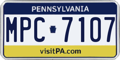 PA license plate MPC7107
