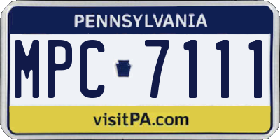 PA license plate MPC7111