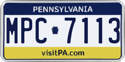 PA license plate MPC7113
