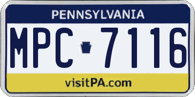 PA license plate MPC7116