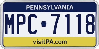PA license plate MPC7118