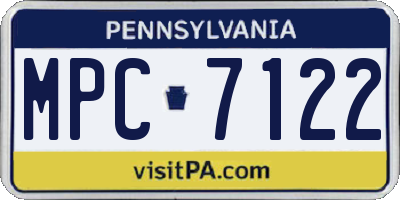 PA license plate MPC7122