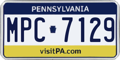 PA license plate MPC7129