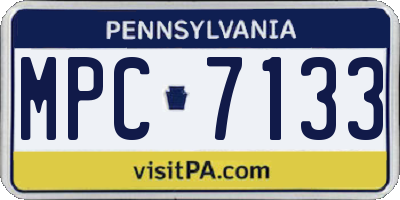 PA license plate MPC7133