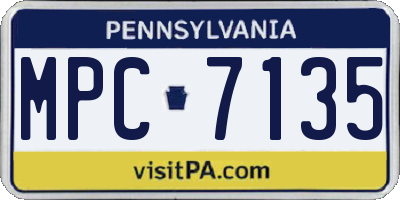 PA license plate MPC7135