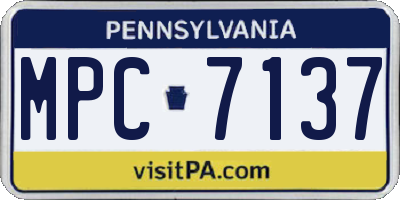 PA license plate MPC7137