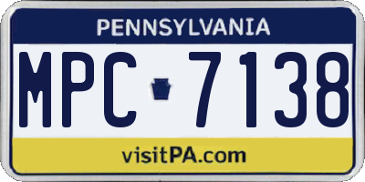 PA license plate MPC7138