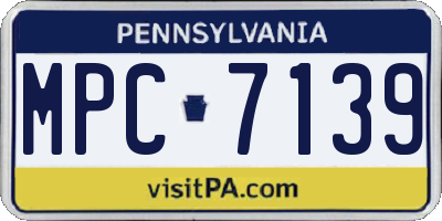 PA license plate MPC7139