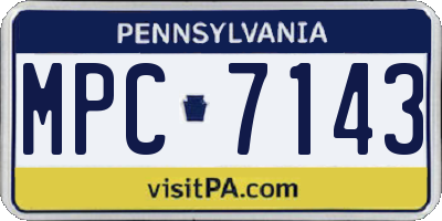 PA license plate MPC7143