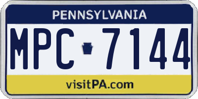 PA license plate MPC7144
