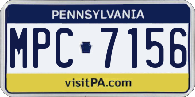 PA license plate MPC7156