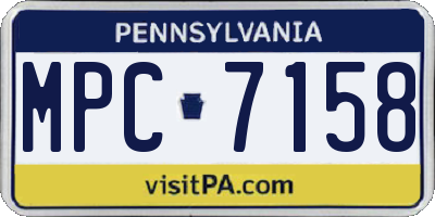 PA license plate MPC7158