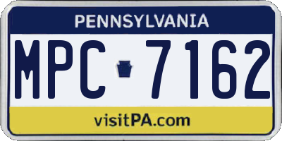PA license plate MPC7162