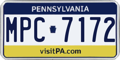 PA license plate MPC7172