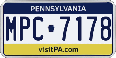 PA license plate MPC7178