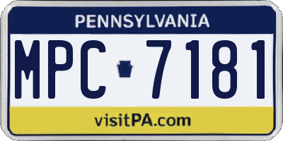 PA license plate MPC7181
