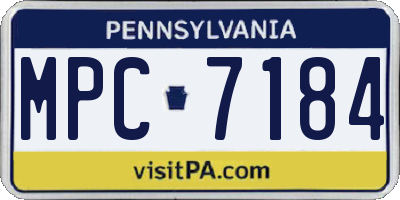 PA license plate MPC7184
