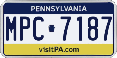 PA license plate MPC7187