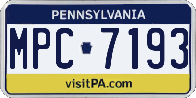 PA license plate MPC7193