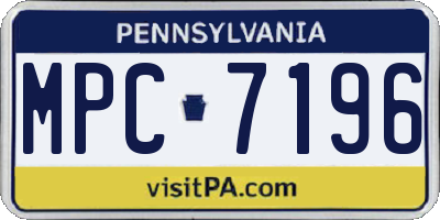 PA license plate MPC7196