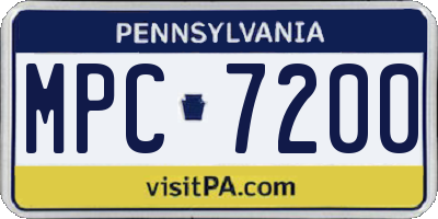 PA license plate MPC7200