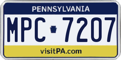 PA license plate MPC7207