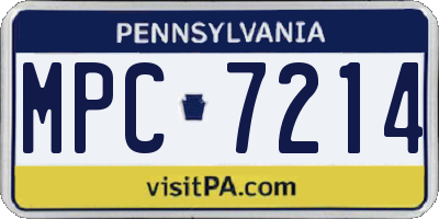 PA license plate MPC7214